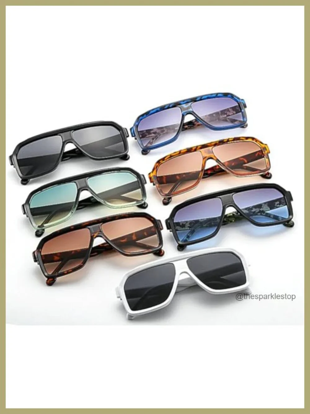 Vintage Square Sunglasses Oversized Unisex Retro Fashion UV Protection